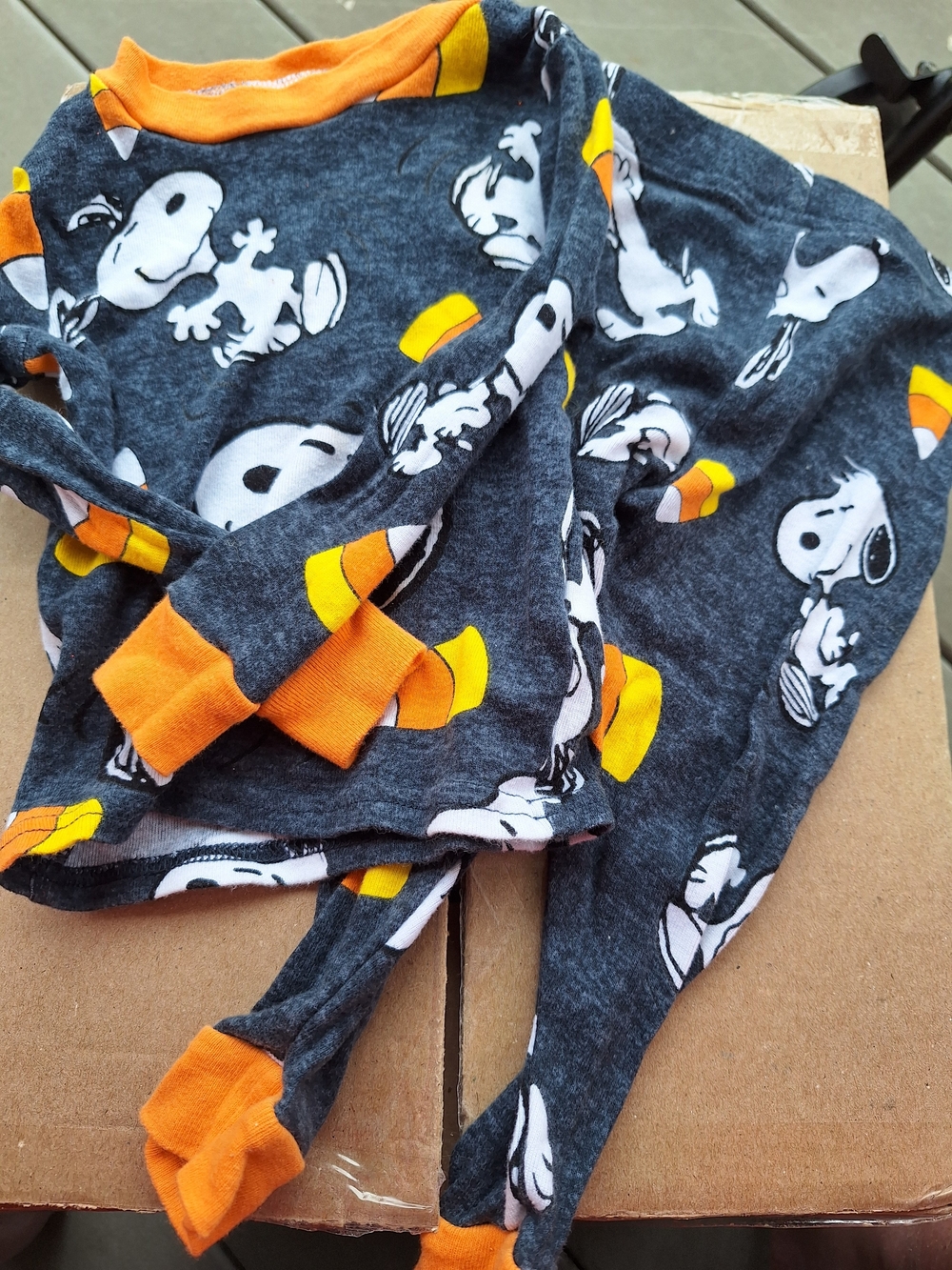 Peanuts Gray Snoopy Candy Corn Two-Piece with Orange Trim